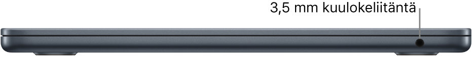 MacBook Air oikealta sekä selite 3,5 mm kuulokeliitäntään.