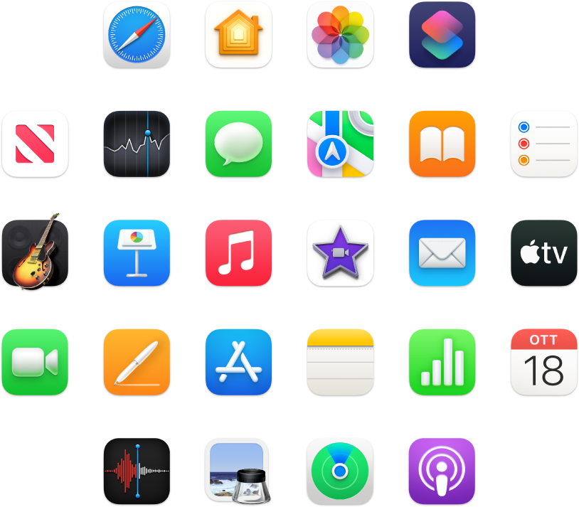 Icone di app incluse con MacBook Air.