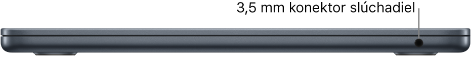 Pravá strana MacBooku Air s popisom 3,5 mm konektora slúchadiel.
