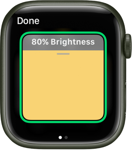 Η εφαρμογή «Οικία» όπου φαίνεται ένα αξεσουάρ φωτισμού. Η φωτεινότητα έχει οριστεί στο 80 τοις εκατό και ένα κουμπί «Τέλος» βρίσκεται πάνω αριστερά.