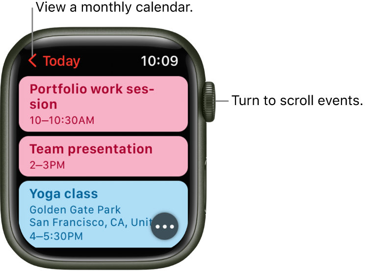 Calendar screen showing a list of the day’s events.