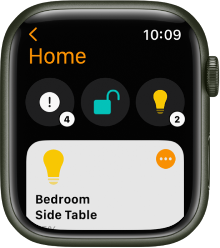 Az Otthon app, amelyben felül az állapotikonok, alul pedig egy kiegészítő látható.