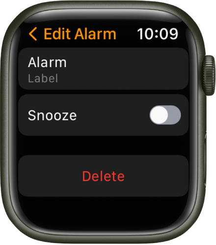 Екран «Змінити будильник» з кнопкою «Видалити» у нижній частині.