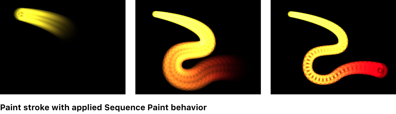 Canvas showing paint stroke with applied sequence paint behavior