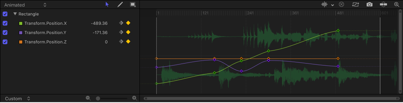 Audio waveform in the Keyframe Editor