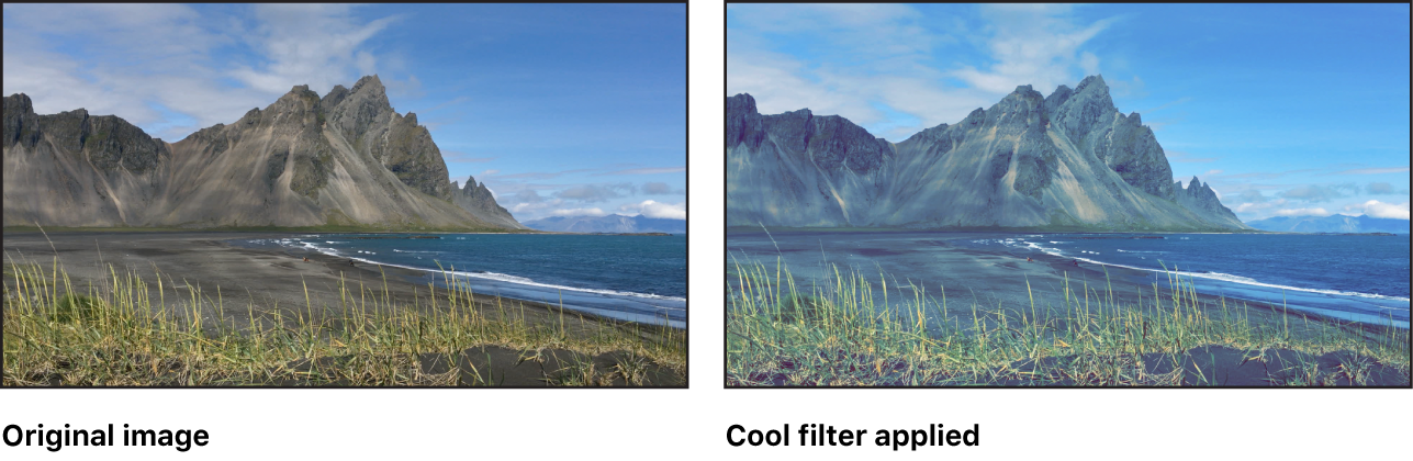 Canvas showing effect of Cool filter