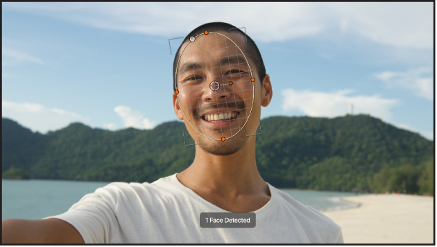 Object tracker conformed to a person’s face in the canvas