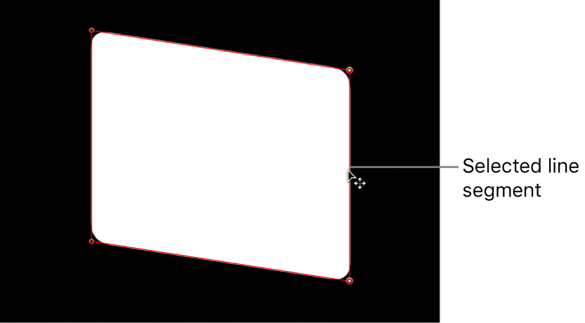 Canvas showing line segment being adjusted