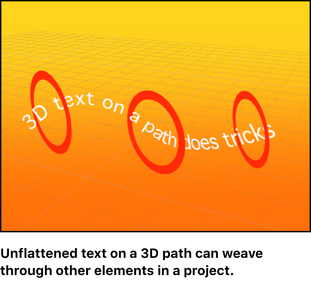 Canvas showing text object weaving in and out of other elements in a 3D group