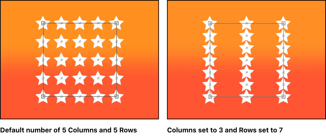 Canvas comparing replicators with different quantities of rows and columns