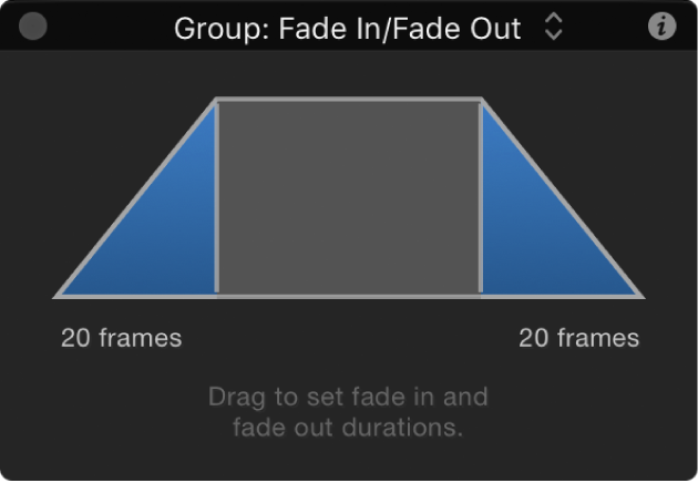 HUD showing Fade In/Fade Out behavior controls