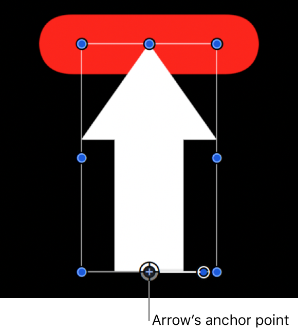 Canvas showing arrow aligned to red shape