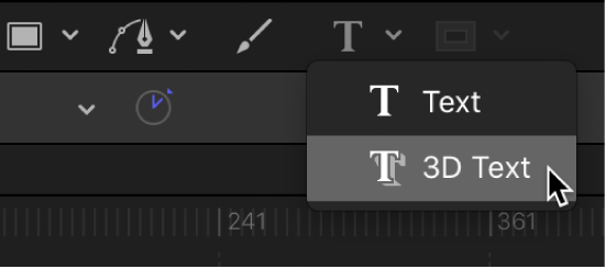Choosing the 3D text tool from the canvas toolbar