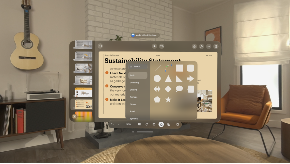 Add and edit a shape in Keynote on Apple Vision Pro Apple サポート (日本)