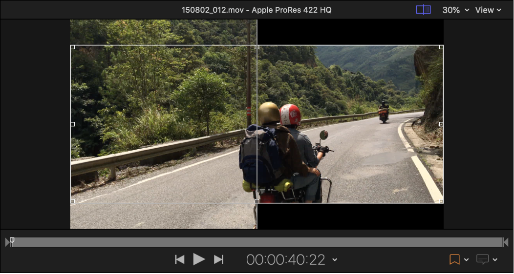 Preview area showing example of Panavision 2.35:1 cropping of a 16x9 source
