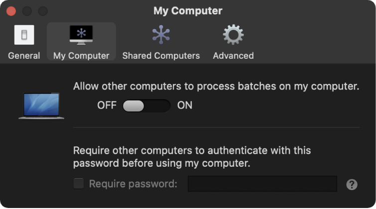 My Computer settings pane