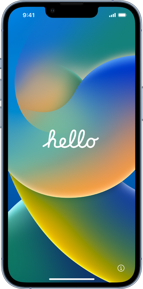 Ekran z powitaniem, wyświetlany po pierwszym włączeniu iPhone’a.