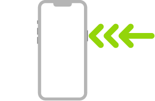 Ilustrácia iPhonu so šípkou, ktorá označuje trojité stlačenie bočného tlačidla v pravom hornom rohu.