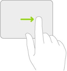 Slika, ki ponazarja gib na sledilni plošči, s katerim odprete funkcijo Slide Over.