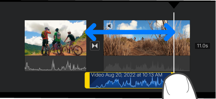An audio clip being trimmed in the project timeline.