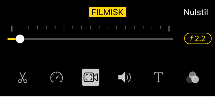 Mærket Billeddybde, som er tilgængeligt, når du trykker på knappen Filmisk.