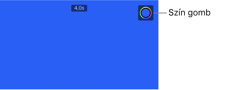 A megtekintő, amelyben egy egyszínű kék háttér látható, a jobb felső sarokban pedig a Szín gomb.