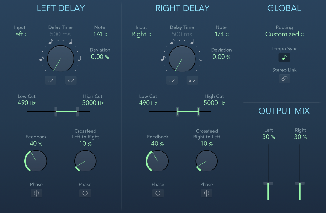 The Stereo Delay window.