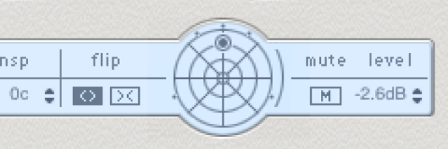 The Delay Designer Tap parameter bar, showing the surround panner.