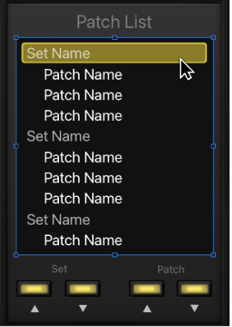 Figure. Selecting the Patch List screen control.