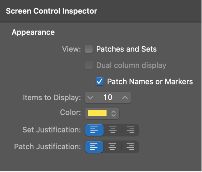  Figure. Patch Names or Markers checkbox.