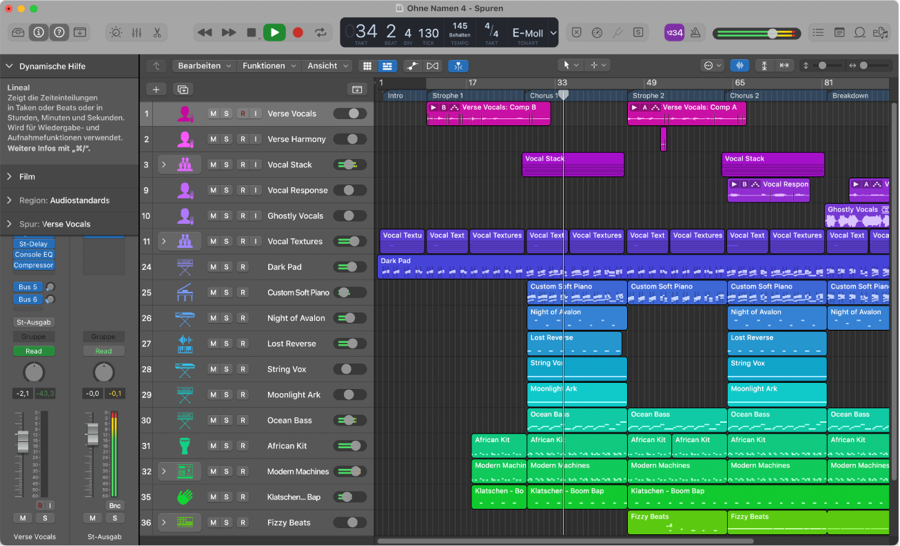 Abbildung. Hauptfenster von Logic Pro