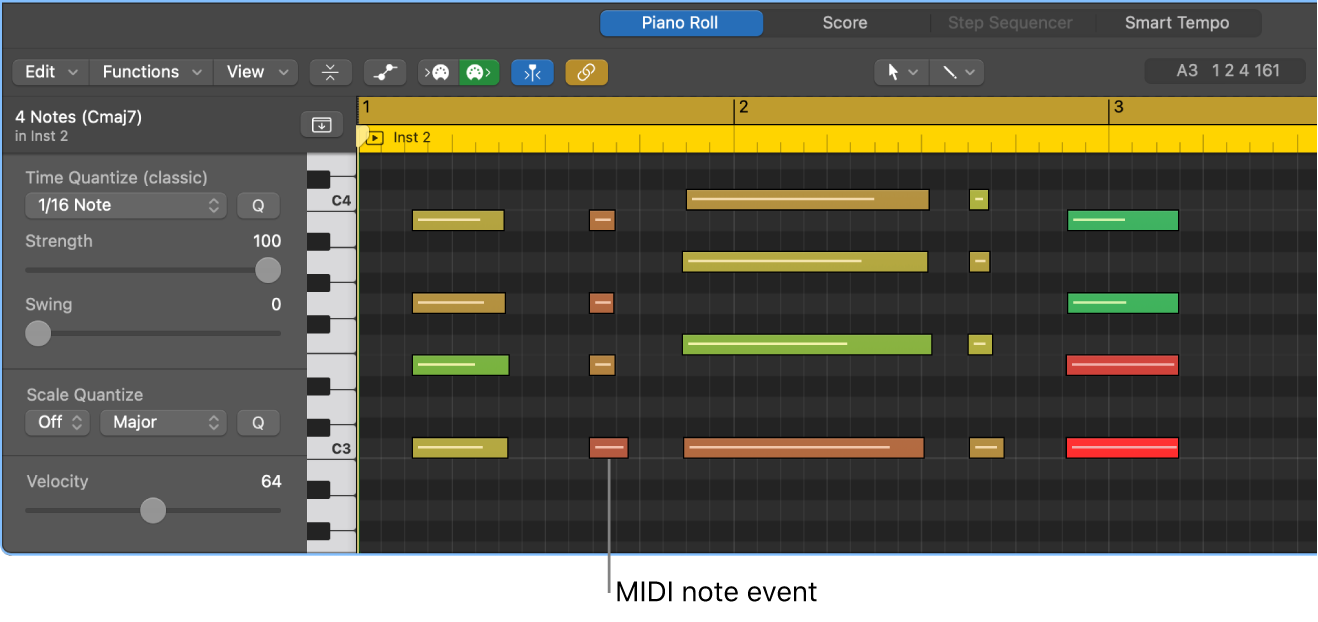 Para exponer mentiroso grua Overview of the Piano Roll Editor in Logic Pro - Apple Support
