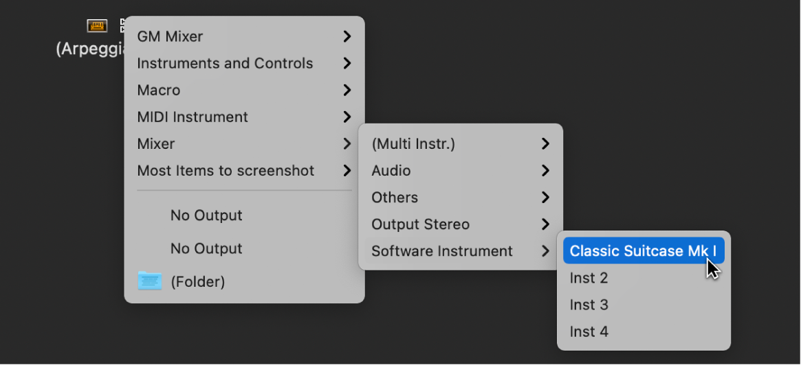 Figure. Choosing a destination object from the Reassign Track shortcut menu in the Environment window.