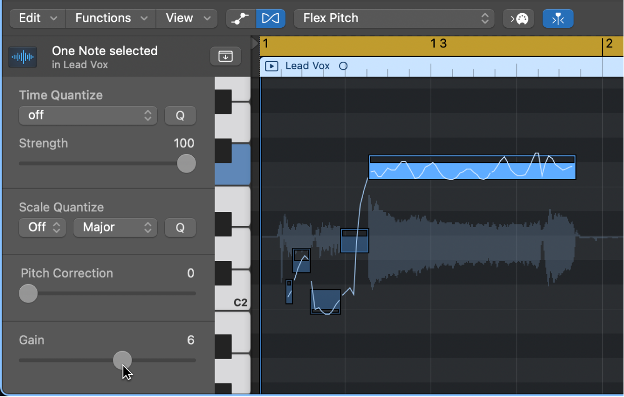 Scaring Raincoat coin Change the gain of notes in audio regions using Flex Pitch in Logic Pro -  Apple Support