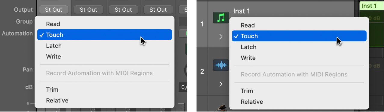 Choose automation modes in Logic Pro - Apple Support