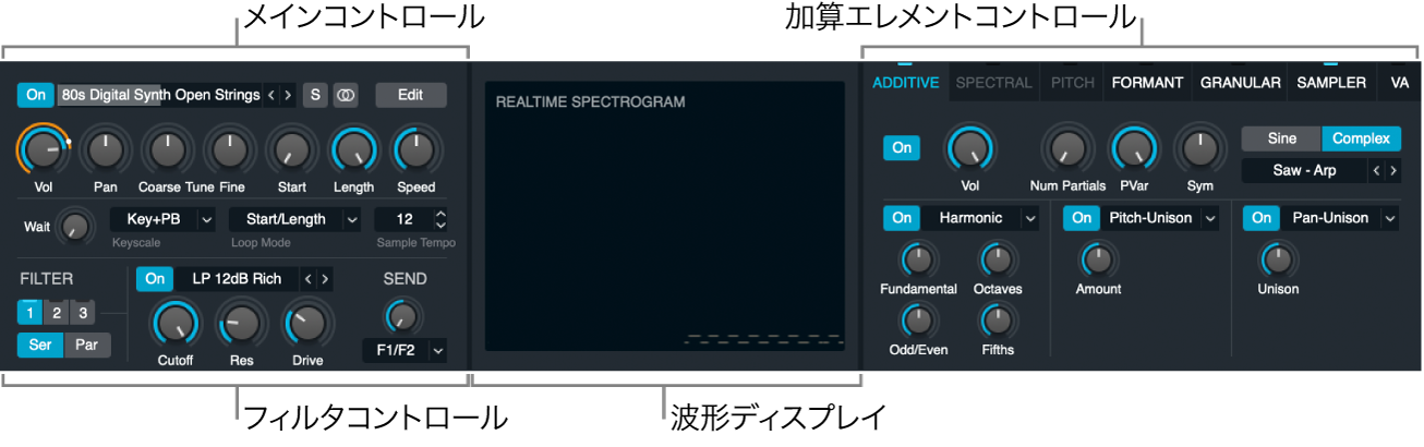 図。すべてのパラメータが表示されたソースサブページ。