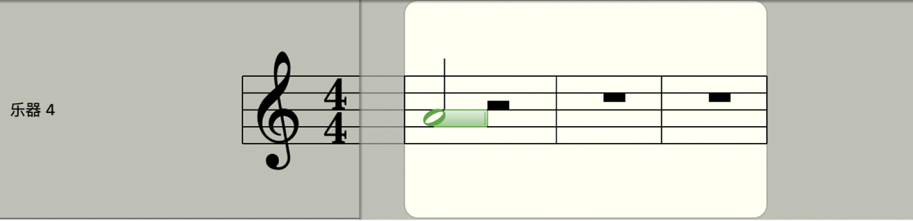 图。乐谱编辑器中的音符时间长度条。