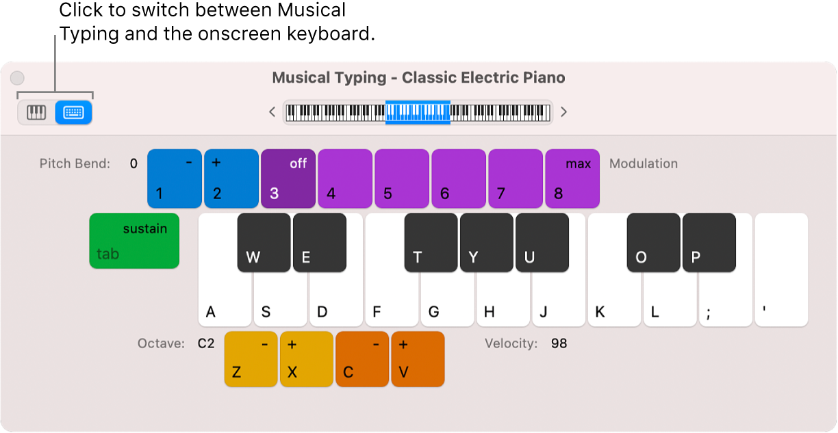 Musical Typing window.