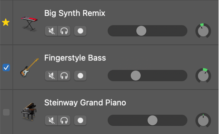 Checkboxes for tracks to match the groove track.