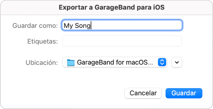 Exporta a GarageBand para iOS.
