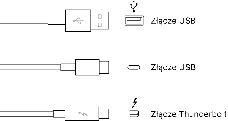 Ilustracja złączy USB oraz FireWire.