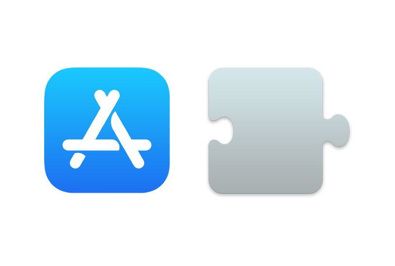 Icone che rappresentano App Store per iOS, iPadOS ed estensioni per macOS.