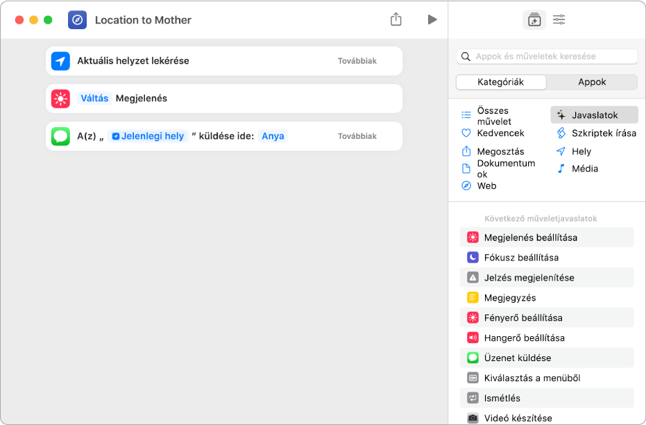 Példa olyan műveletekre, amelyek csak továbbítják a tartalmat további műveleteknek, és nem módosítják azt.