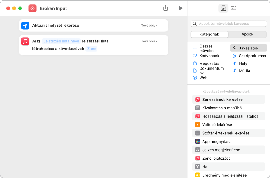 Példa parancsban található inkompatibilis műveletekre.