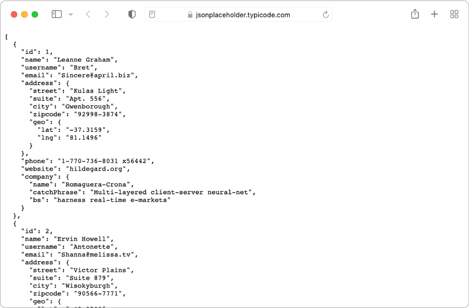 Ett exempel på JSON-data.