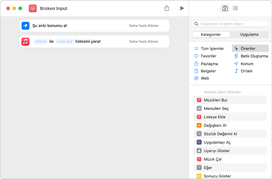 Bir kestirmedeki uyumsuz işlemlere örnek.