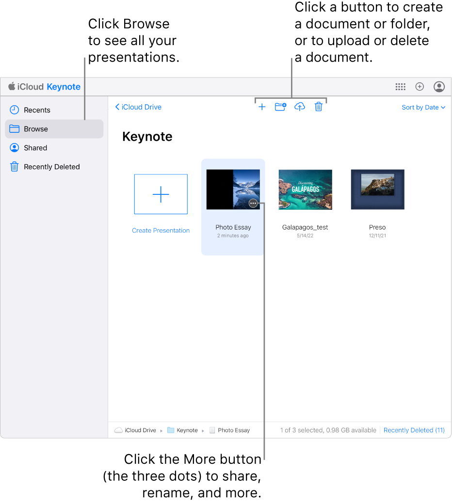 how to download keynote presentation from icloud