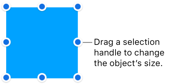 An object with blue dots on its border for changing the object’s size.