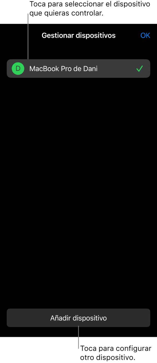 Panel “Gestionar dispositivos” que muestra el enlace “Enlazar un dispositivo”.