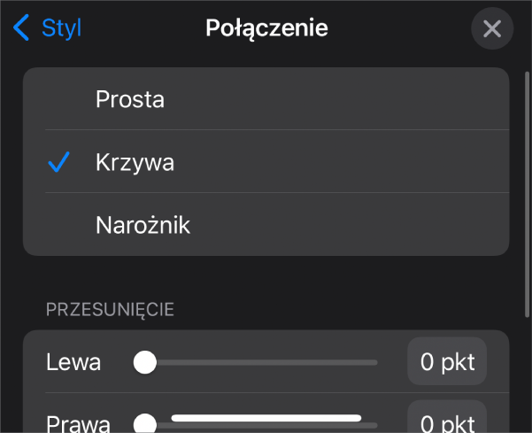 Narzędzia Połączenie z zaznaczonym narzędziem Krzywa.